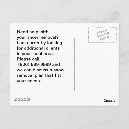 Briefkaart sneeuwruiming voor zakelijke promotie c (Achterkant)