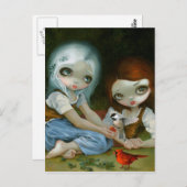 briefkaart "Sneeuwwit en Roos rood" (Voorkant / Achterkant)