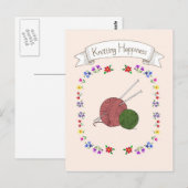 Briefkaart "Snitting Happiness" voor "Knitt Lover" (Voorkant / Achterkant)