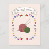 Briefkaart "Snitting Happiness" voor "Knitt Lover" (Voorkant)