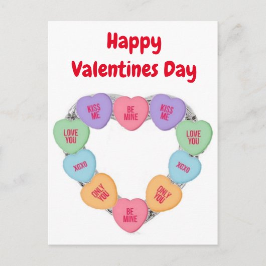 Briefkaart Snoep Love Hearts (Voorkant)
