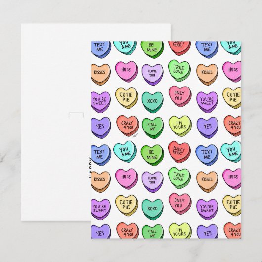 Briefkaart snoep Valentijn hart (Voorkant / Achterkant)
