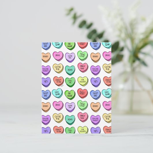 Briefkaart snoep Valentijn hart (Staand voorkant)