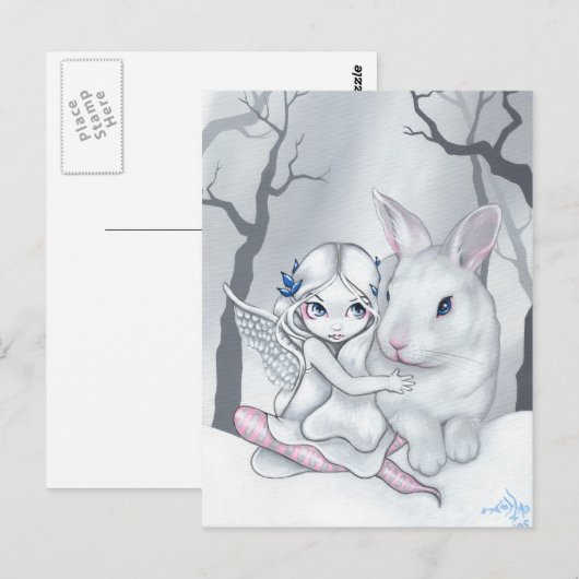 briefkaart "Snow Bunny" (Voorkant / Achterkant)