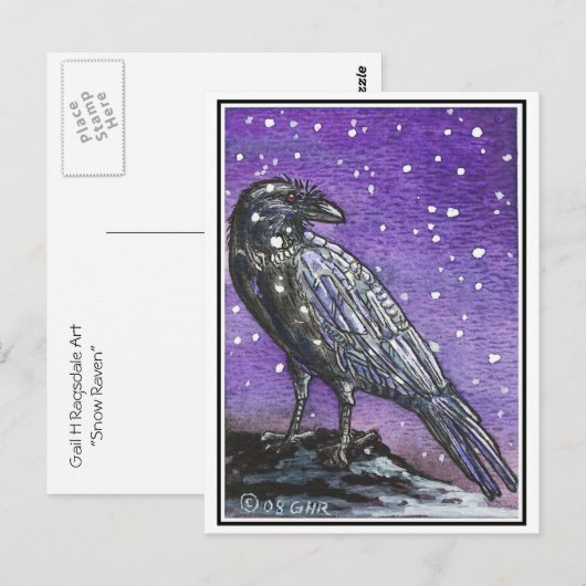 Briefkaart Snow Raven (Voorkant / Achterkant)