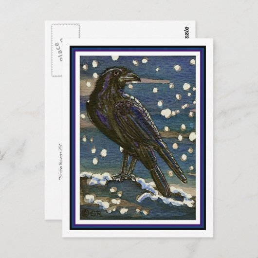 Briefkaart Snow Raven (Voorkant / Achterkant)