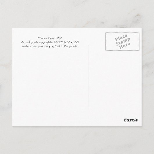 Briefkaart Snow Raven (Achterkant)