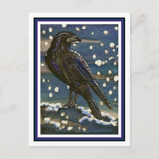 Briefkaart Snow Raven (Voorkant)