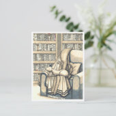 Briefkaart: Snuggles in de bibliotheek Briefkaart (Staand voorkant)