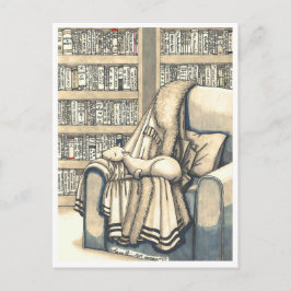 Briefkaart: Snuggles in de bibliotheek Briefkaart