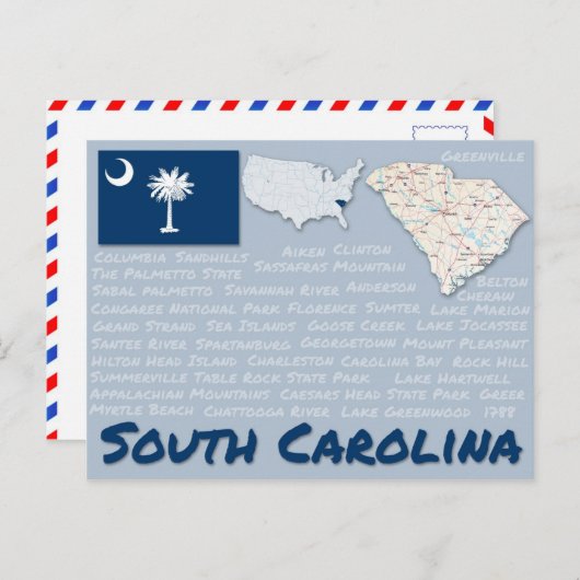 Briefkaart "South Carolina" (Voorkant / Achterkant)