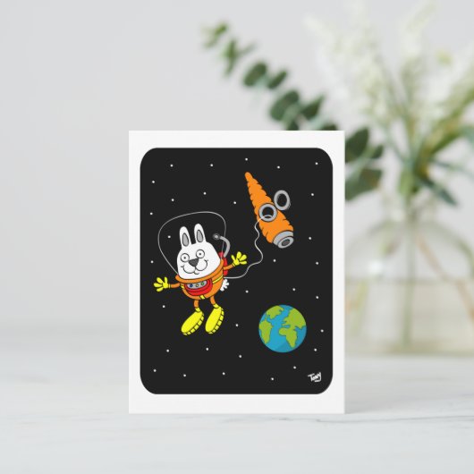 Briefkaart Space Bunny (Staand voorkant)