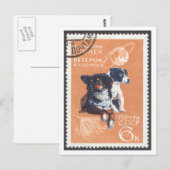 Briefkaart Space Dogs Veterok en Ugolyok (Voorkant / Achterkant)
