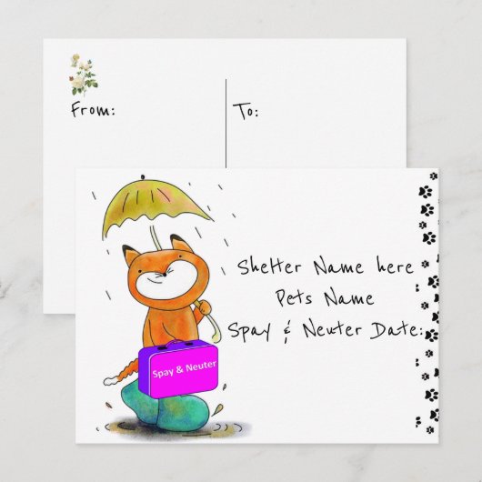 Briefkaart Spay & Neuter Cats Feline Shelters (Voorkant / Achterkant)