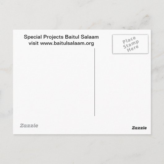 Briefkaart speciale projecten van Baitul Salaam (Achterkant)