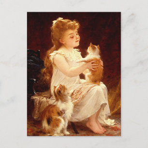 Briefkaart: Spelen met de kitten Briefkaart