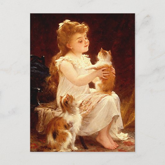 Briefkaart: Spelen met de kitten Briefkaart (Voorkant)