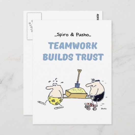 Briefkaart Spiro & Pusho Teamwork Quotes (Voorkant / Achterkant)