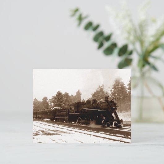 Briefkaart ~ SPOORLIJN IN EEN PINEY WINTER-SCHERM (Staand voorkant)