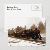 Briefkaart ~ SPOORLIJN IN EEN PINEY WINTER-SCHERM (Voorkant / Achterkant)