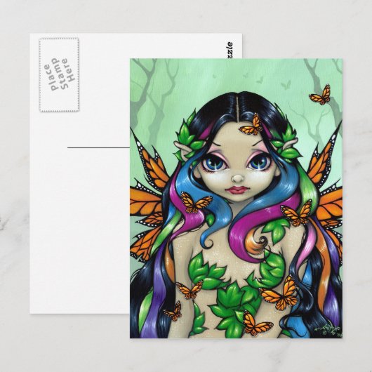 briefkaart "Spring Butterfly Maiden" (Voorkant / Achterkant)
