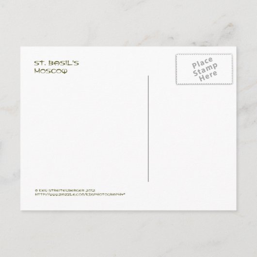 briefkaart, St.Basil's, Moskou Briefkaart (Achterkant)