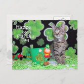 Briefkaart St. Patrick's Day van Patton - Kat / Ke (Voorkant / Achterkant)