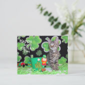 Briefkaart St. Patrick's Day van Patton - Kat / Ke (Staand voorkant)