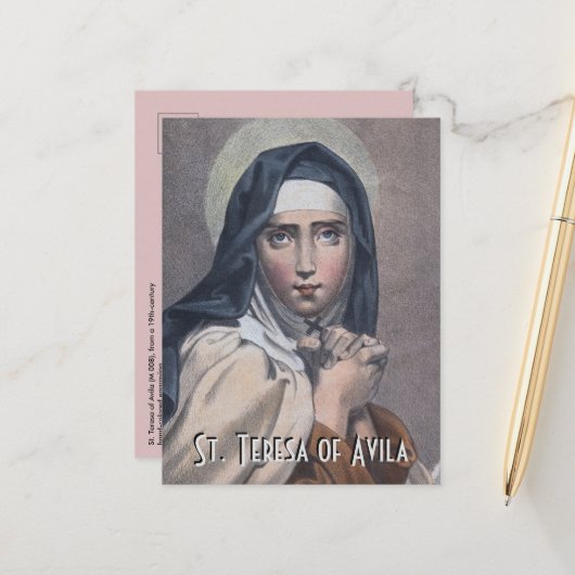 Briefkaart St. Teresa van Avila (M 008) (Voorkant / Achterkant in situ)