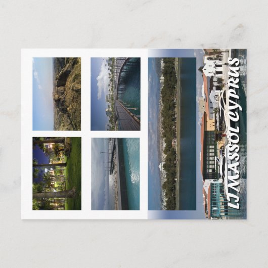 Briefkaart stad Limassol cyprus: stadsnacht modern (Voorkant)