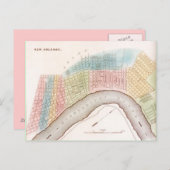 Briefkaart  stad New Orleans Louisiana-kaart (Voorkant / Achterkant)