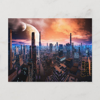 briefkaart 'Stad slaapt nooit'