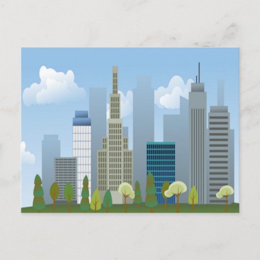 Briefkaart stadsgebouwen (Voorkant)