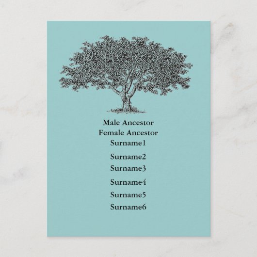 Briefkaart - stamboomlijst (Voorkant)