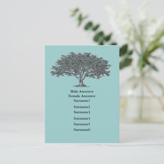Briefkaart - stamboomlijst (Staand voorkant)