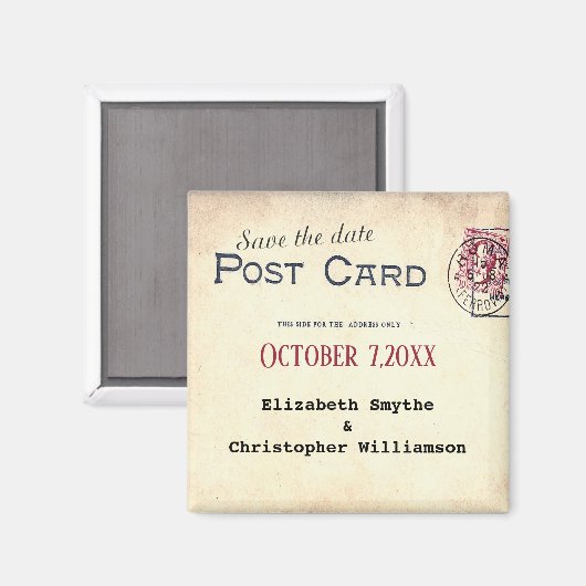 Briefkaart stempel bruiloft opslaan van de datum Magneet (Voorkant / Achterkant)