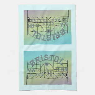 briefkaart stijl Bristol Slogan teken 2 Theedoek