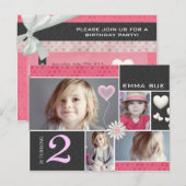 Briefkaart-stijl Damask Hearts Party Invitations Uitnodiging Briefkaart (Voorkant / Achterkant)