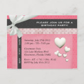Briefkaart-stijl Damask Hearts Party Invitations Uitnodiging Briefkaart (Achterkant)