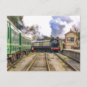 Briefkaart stoomtrein