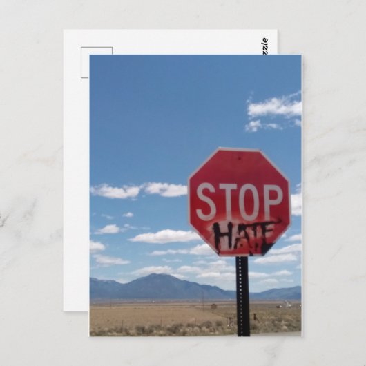 Briefkaart stoppen met haten (Voorkant / Achterkant)