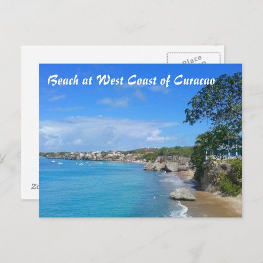 Briefkaart strand aan de westkust van Curaçao (Voorkant / Achterkant)