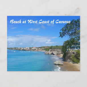 Briefkaart strand aan de westkust van Curaçao