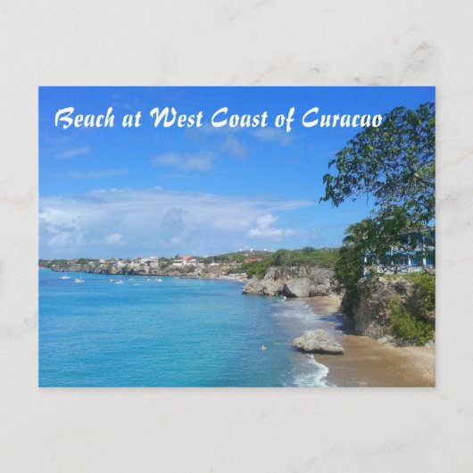 Briefkaart strand aan de westkust van Curaçao (Voorkant)