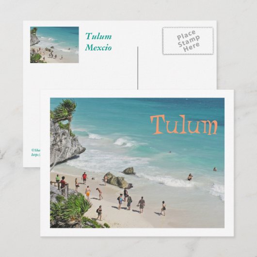 briefkaart, STRAND ONDER DE MAYA-RUÏNES IN TULUM Briefkaart (Voorkant / Achterkant)