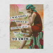 briefkaart  strandbabe (Voorkant)