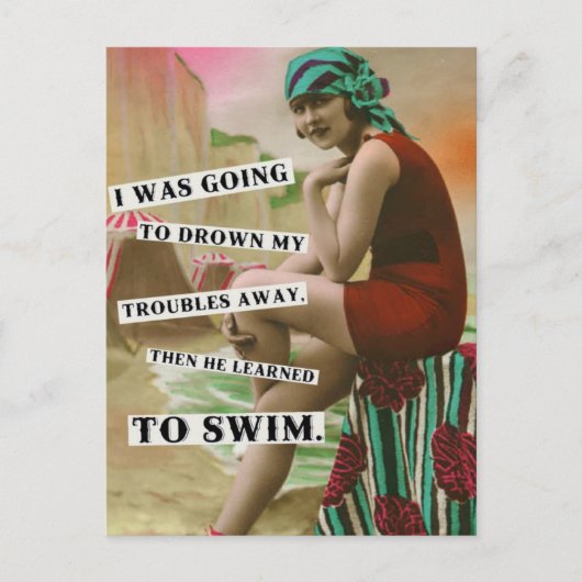 briefkaart  strandbabe (Voorkant)