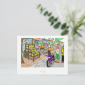 Briefkaart Street scene in Asia met motorfiets (Staand voorkant)