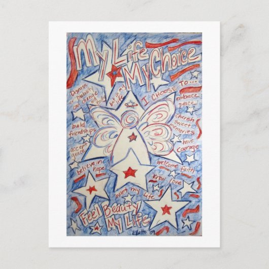 Briefkaart strips en stripes Angel (Voorkant)
