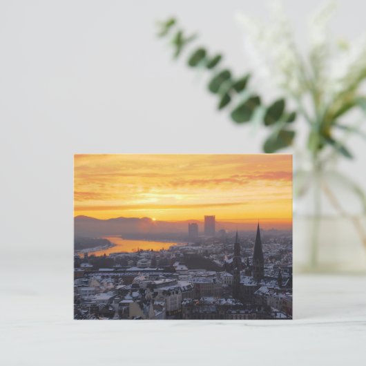 Briefkaart Sunrise boven Bonn in Duitsland (Staand voorkant)